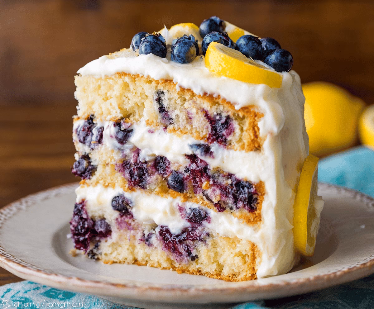 Moist Lemon Blueberry Layer Cake Recipe