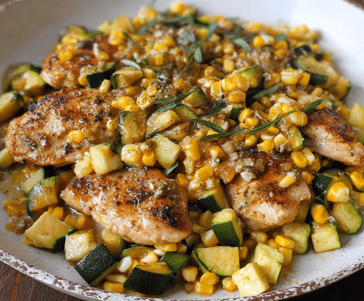 Garlic Butter Chicken with Zucchini and Corn